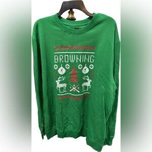 NWT Browning Firearms Mens Ugly‎ Christmas Sweater Sweatshirt Green XXL